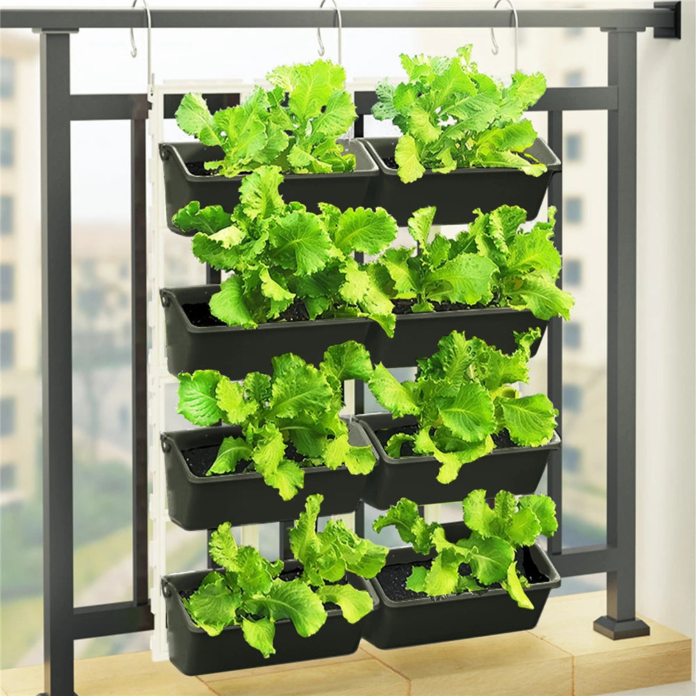 4 Tier Wall-Mounted Elevated Garden Planter Vertical Pots