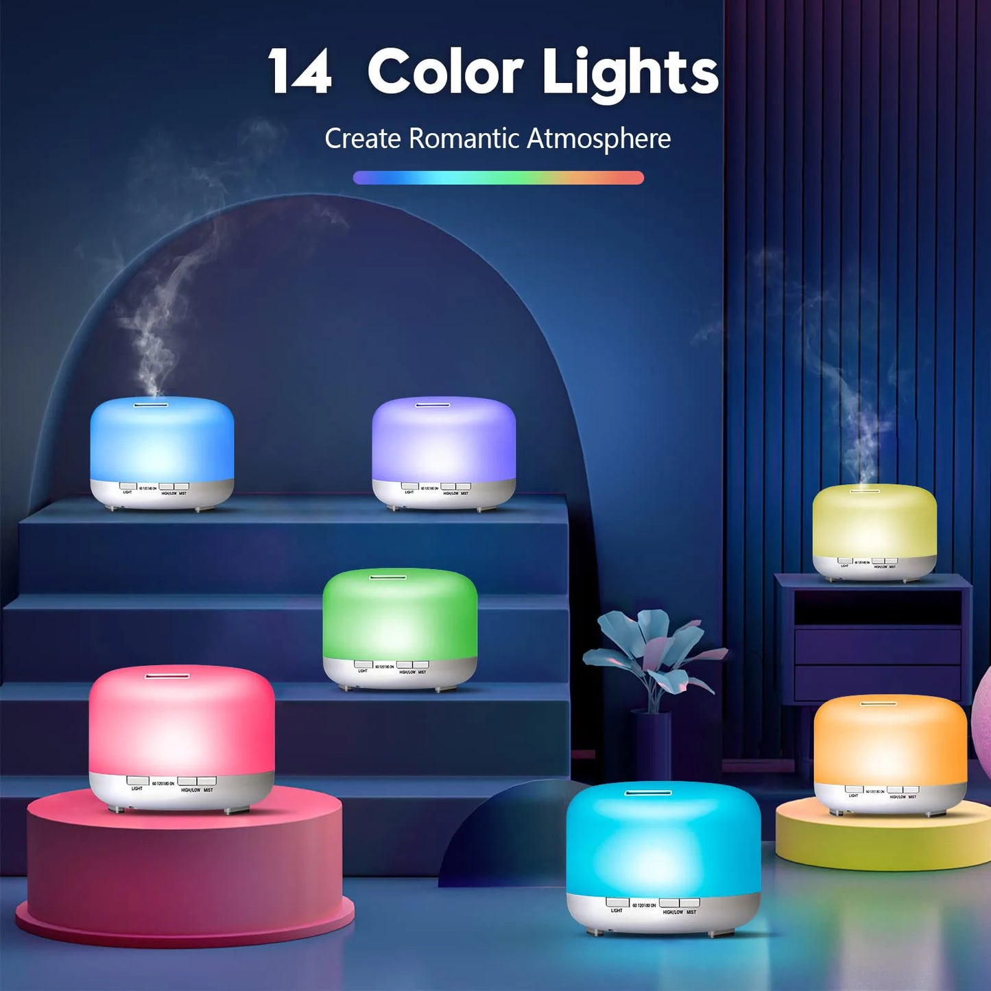 500Ml Aroma Diffuser Oils Optional 5V 2A Essential Oil Aromatherapy Humidifier with Remote Control for Home Office