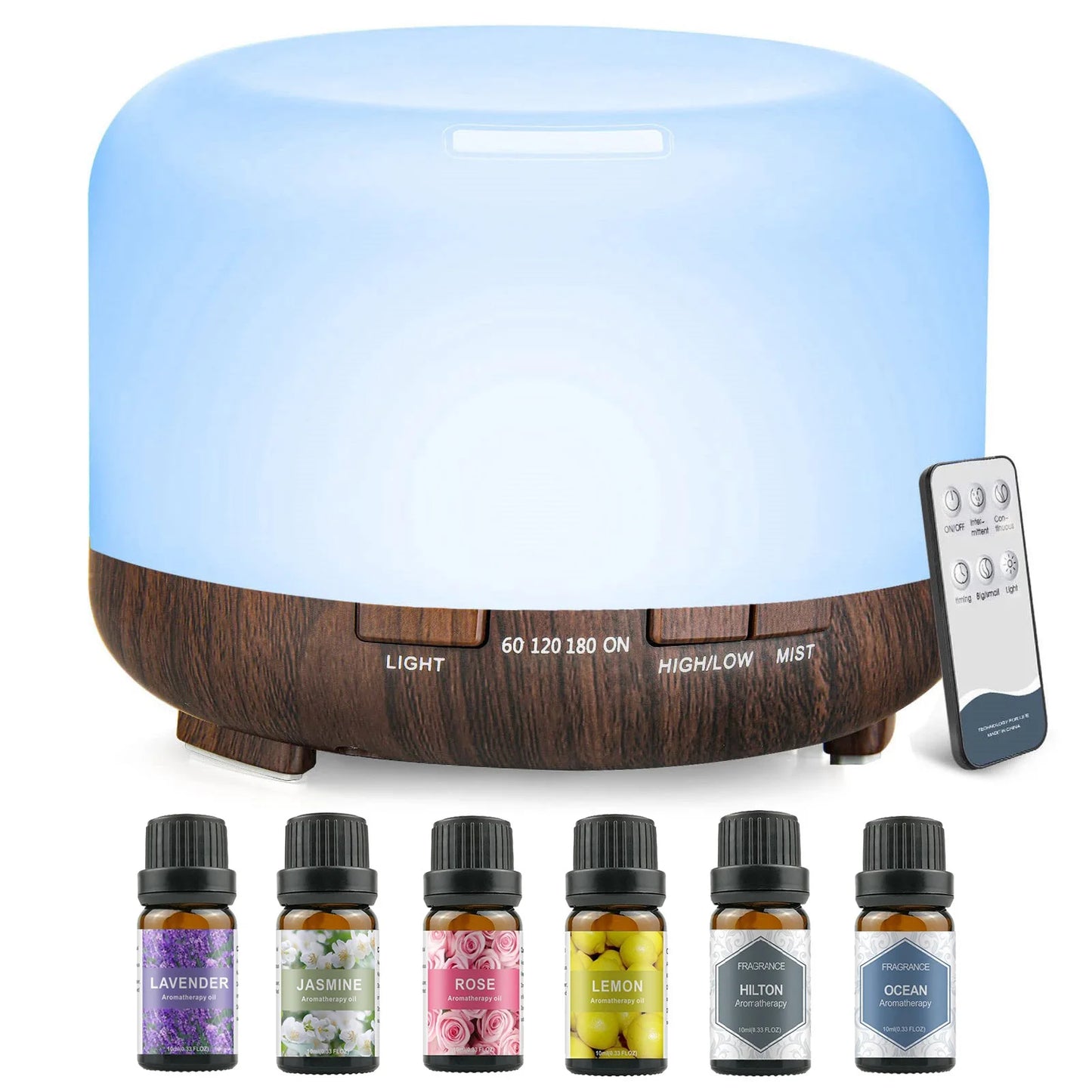 500Ml Aroma Diffuser Oils Optional 5V 2A Essential Oil Aromatherapy Humidifier with Remote Control for Home Office