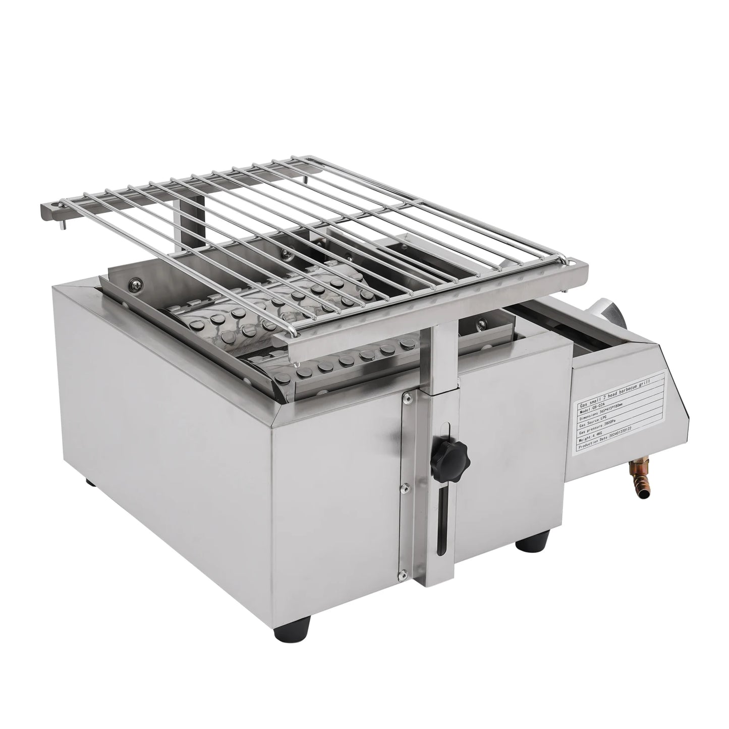 Camping BBQ Tabletop 2 Burner Gas Grill Outdoor Steel Shield