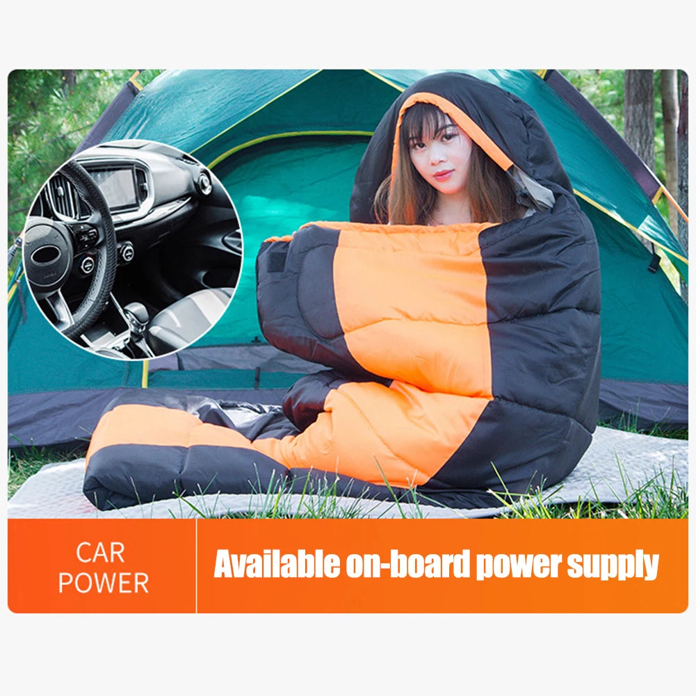 Winter Electric Heated Camping Sleeping Bag 3-Level Warm Pad