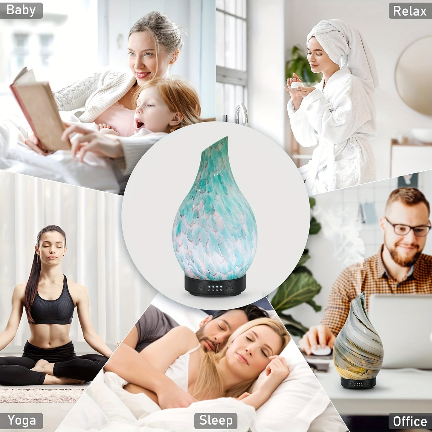 Essential Oil Diffuser 4.06oz Soundwave technology Aromatherapy Diffuser with Handmade Glass,