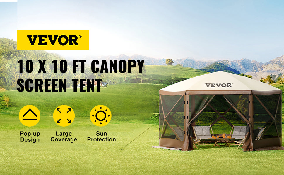 Waterproof Screen Shelter 8 Person Camping 10'x10' Gazebo Tent