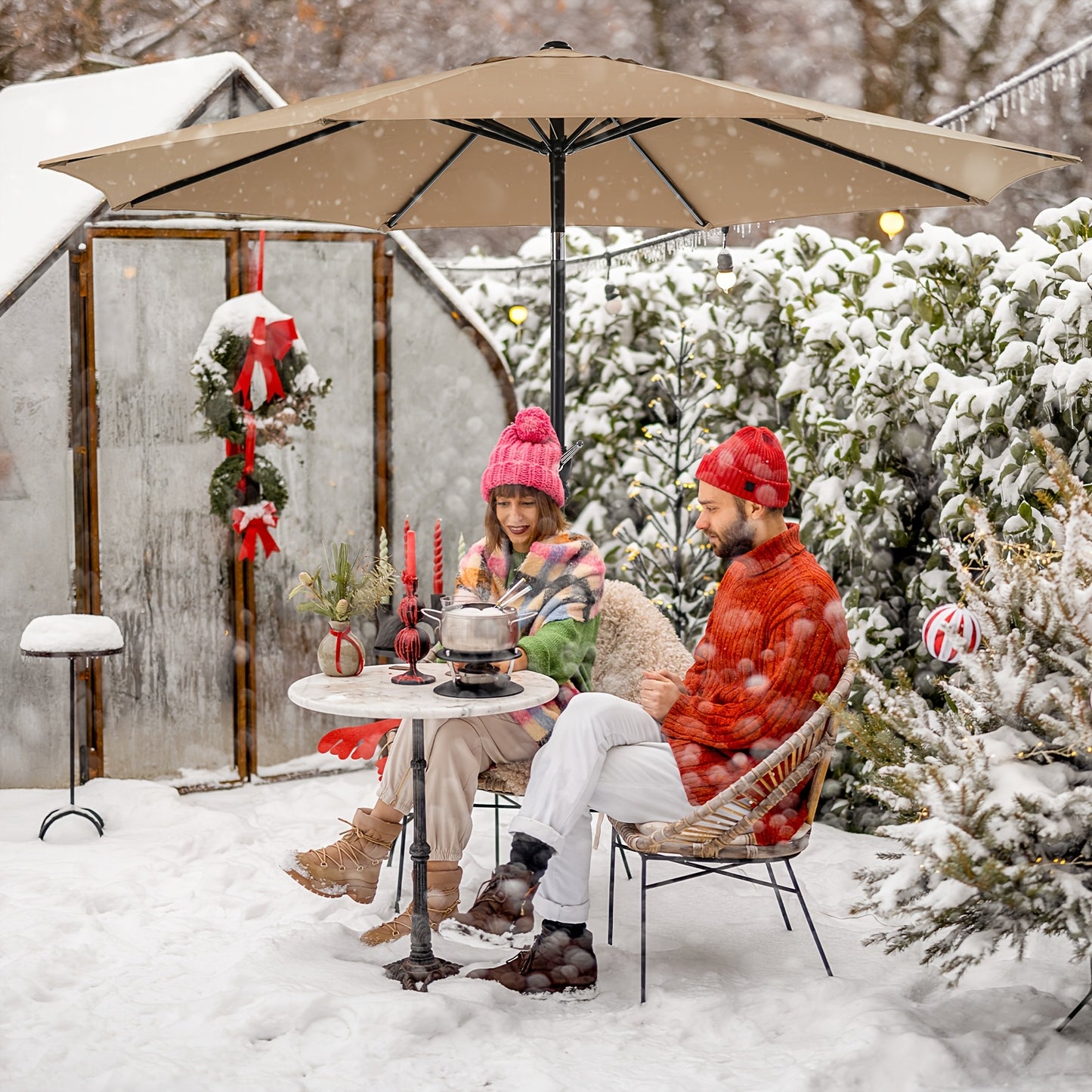 9 FT Patio Table Umbrella With Push Button Tilt And Crank