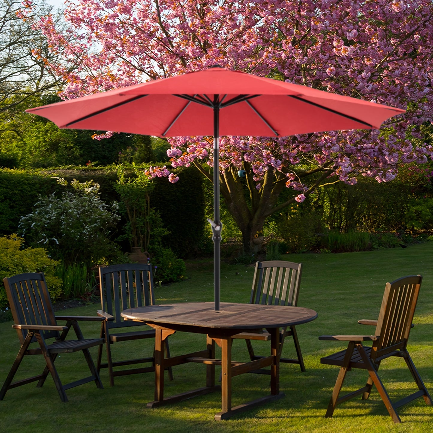 9 FT Patio Table Umbrella With Push Button Tilt And Crank