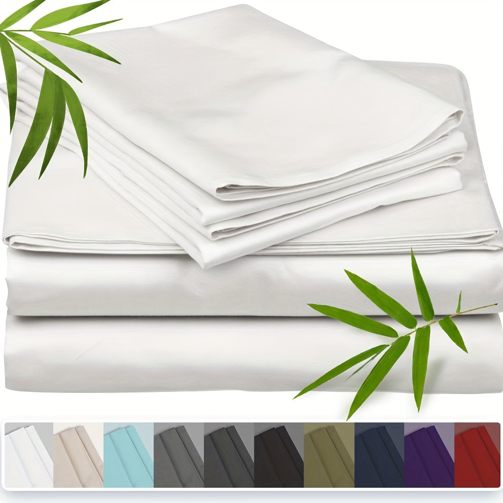 100% Bamboo Fiber Bed 3pcs Set, Comfortable - Hotel Luxury Bed Sheet+Pillowcase