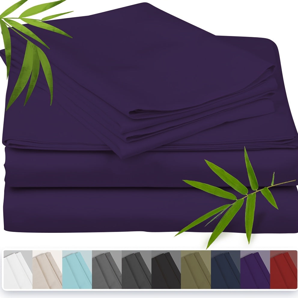 100% Bamboo Fiber Bed 3pcs Set, Comfortable - Hotel Luxury Bed Sheet+Pillowcase