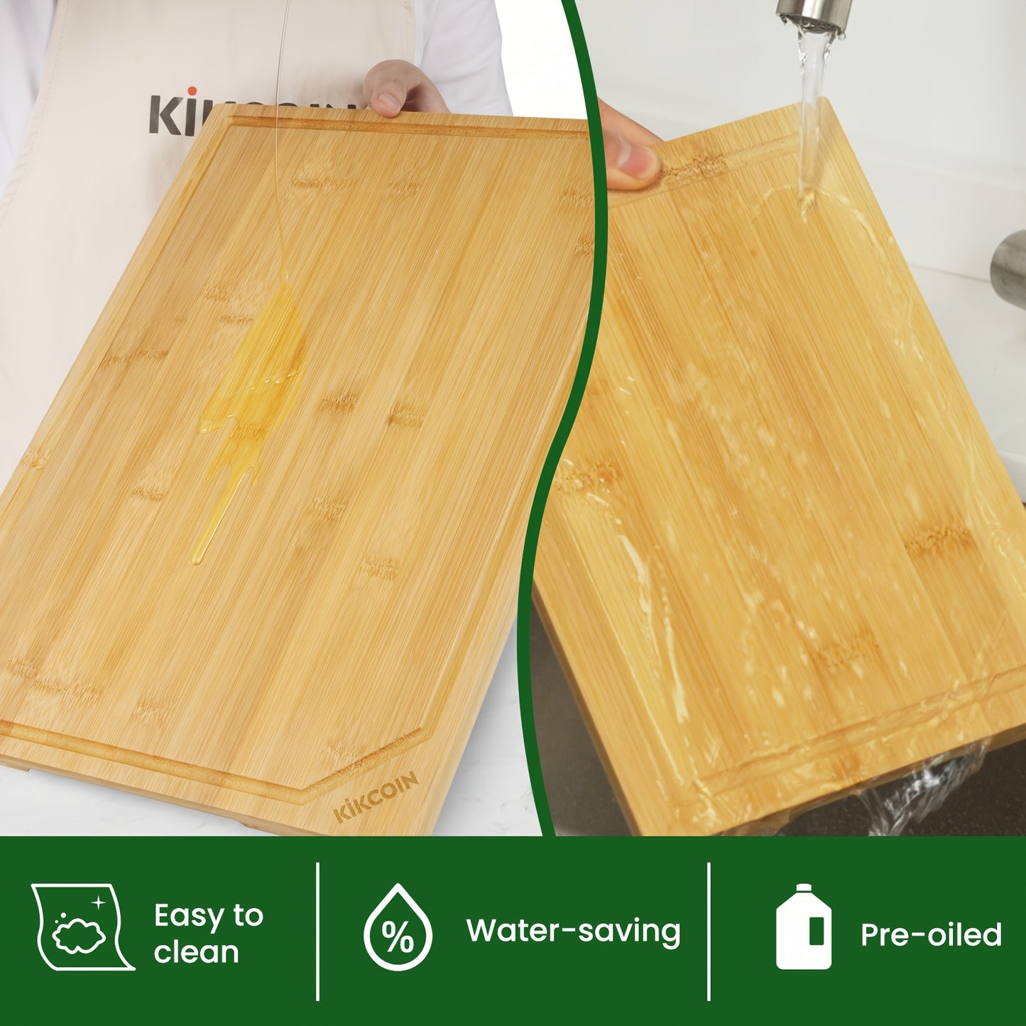 4pcs Extra Large Kitchen Bamboo Cutting Board Set, Heavy Duty Cutting Board with Juice Grooves