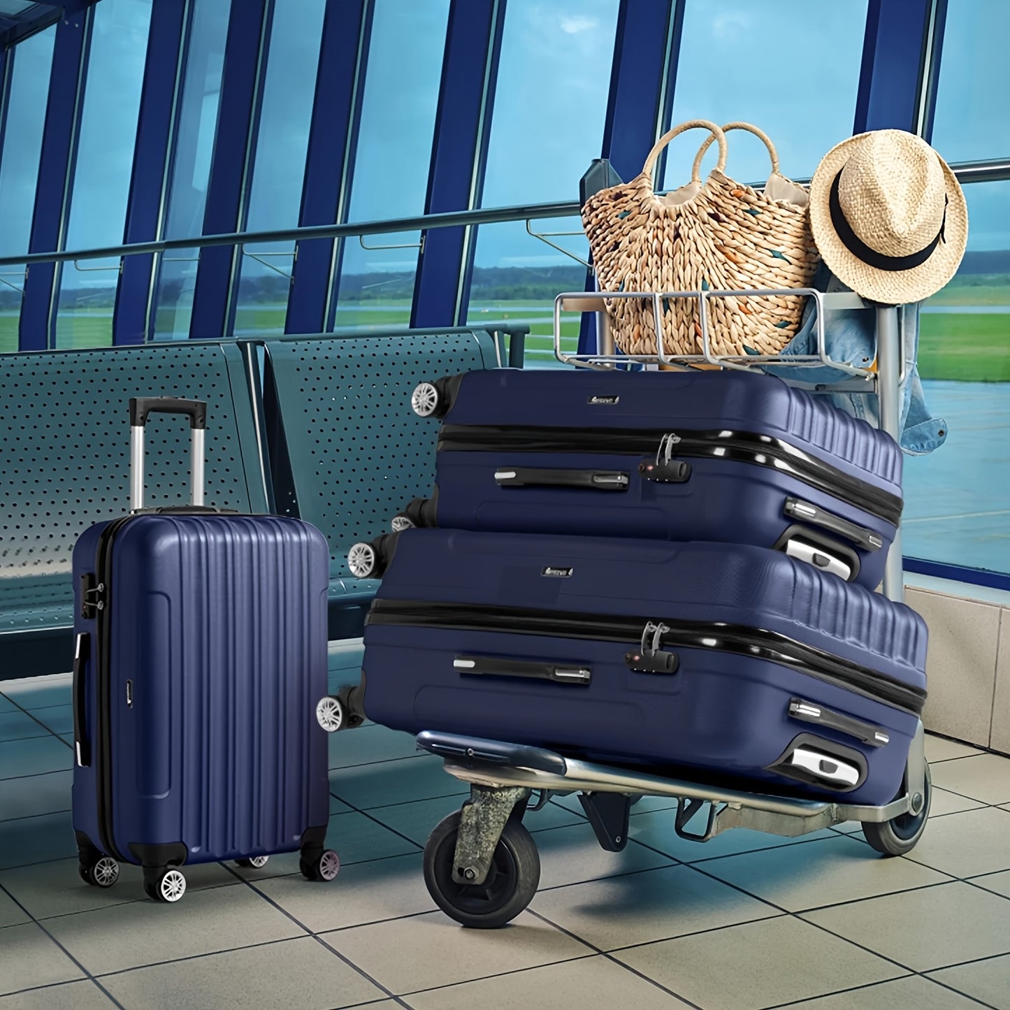 3In1 Set Includes 20-Inch, 24-Inch, 28-Inch Luggage with Scratch-Resistant MateriaL