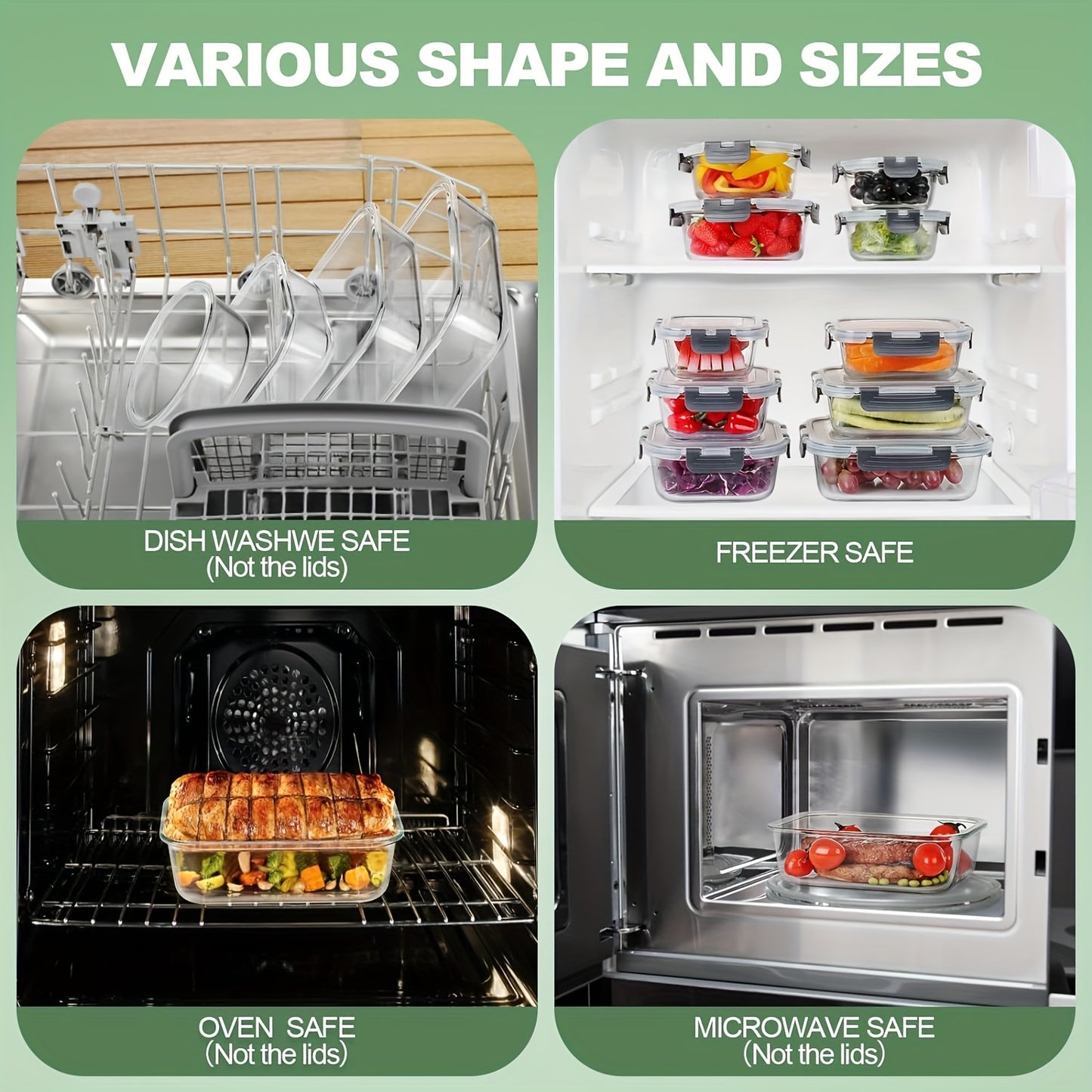12pcs Glass Food Storage Containers with Lids