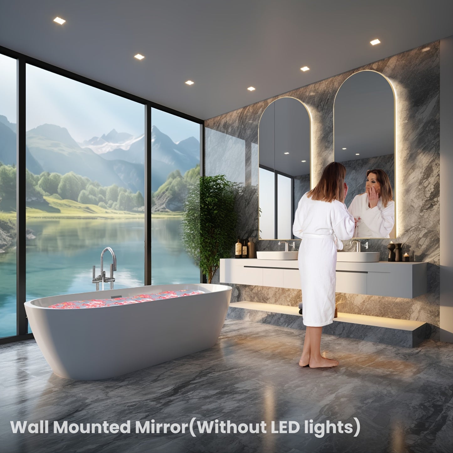 Arched/Rect Full Length Mirror, Full Body Mirror With Stand,