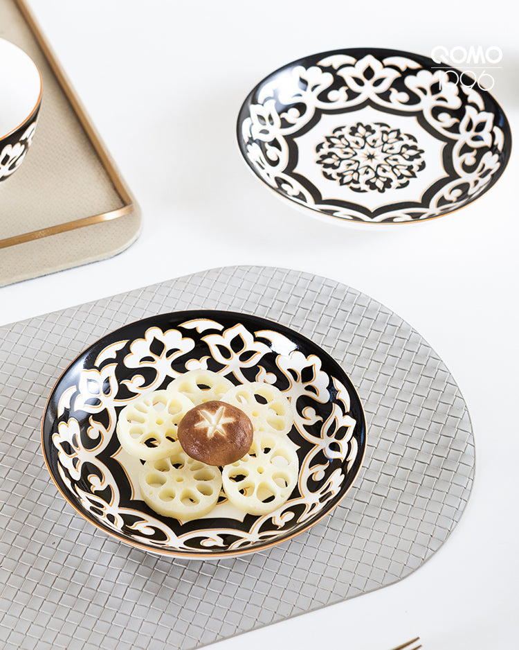 Dinnerware Set for 4-8, Handmade Reactive Glaze Dishes