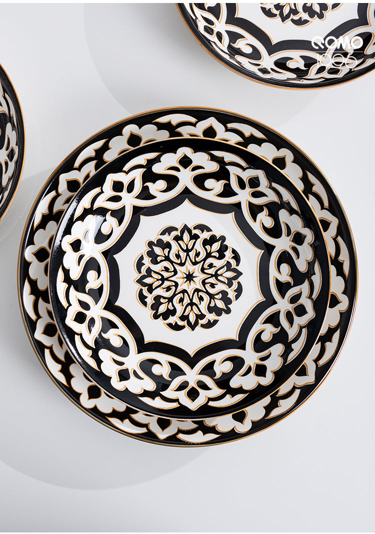 Dinnerware Set for 4-8, Handmade Reactive Glaze Dishes