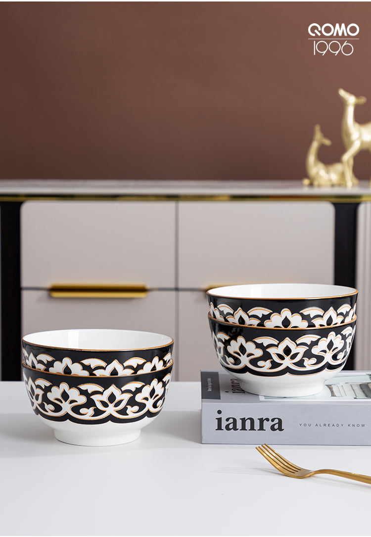 Dinnerware Set for 4-8, Handmade Reactive Glaze Dishes