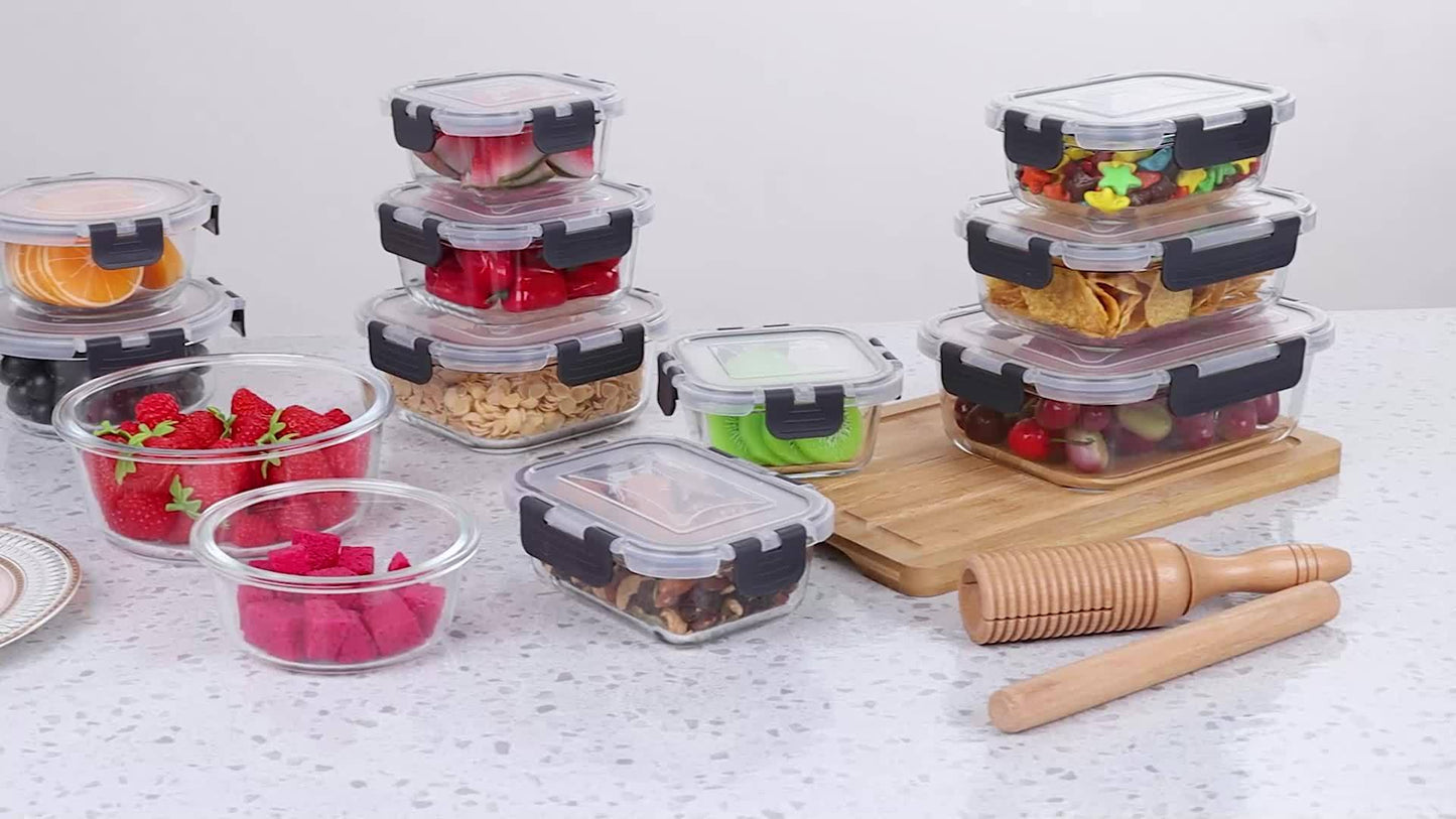 12pcs Glass Food Storage Containers with Lids