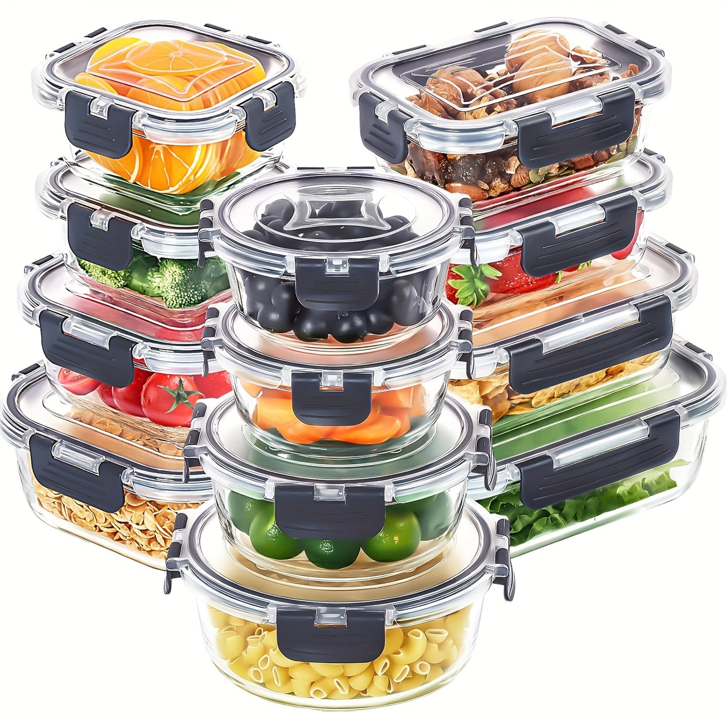 12pcs Glass Food Storage Containers with Lids