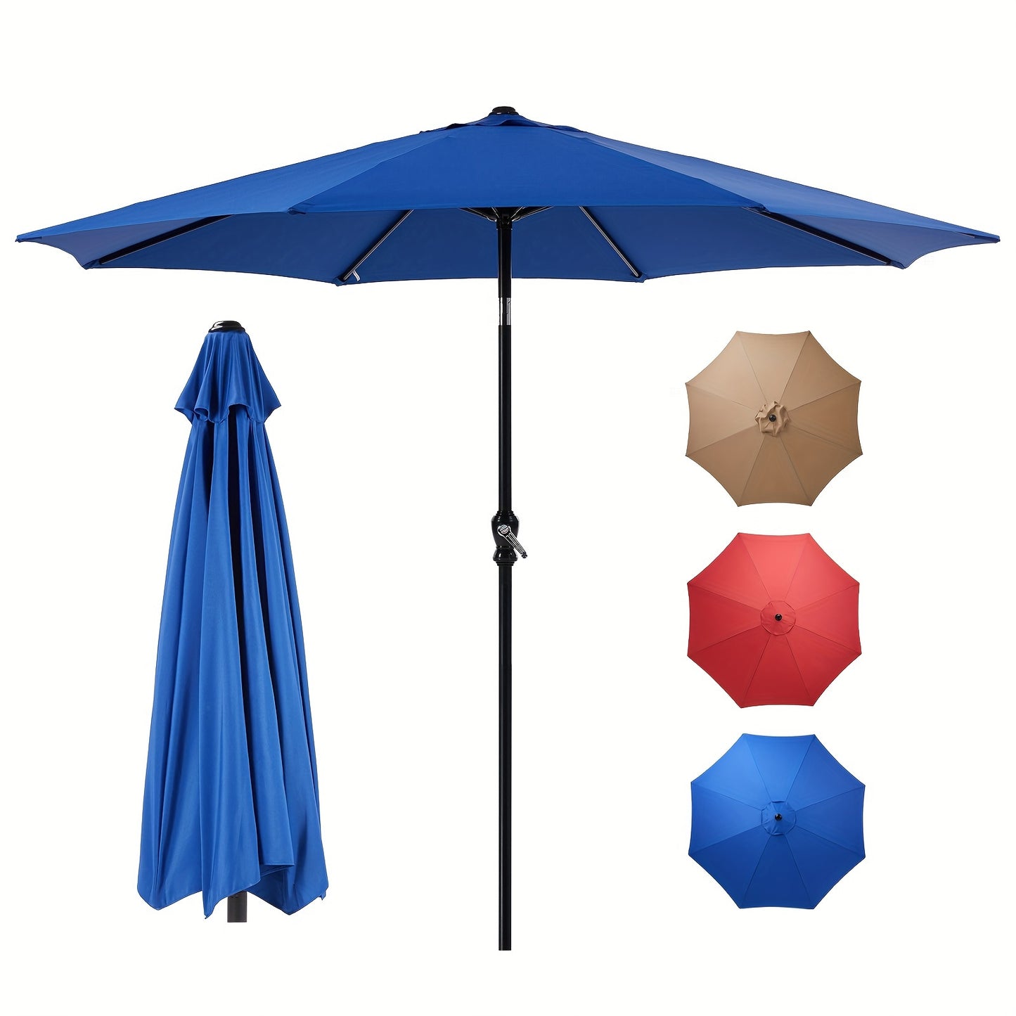 9 FT Patio Table Umbrella With Push Button Tilt And Crank