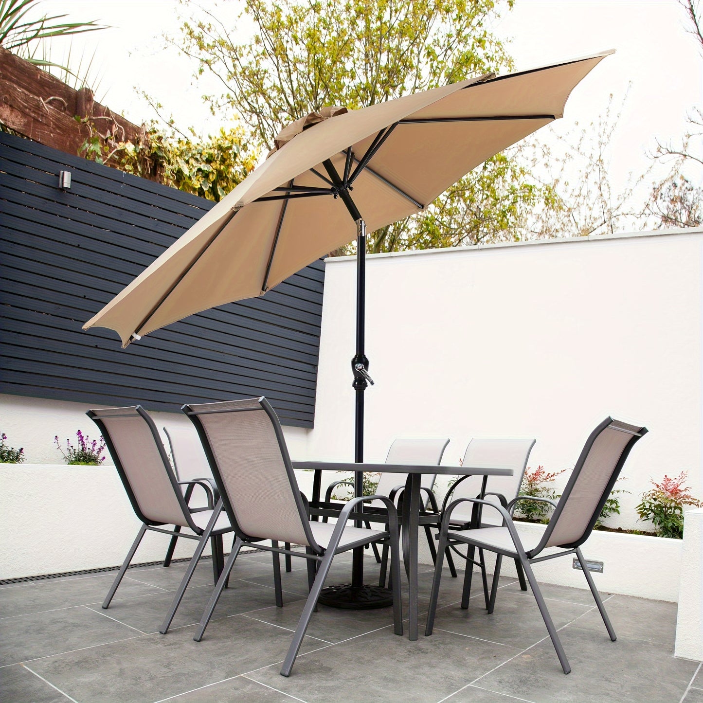 9 FT Patio Table Umbrella With Push Button Tilt And Crank