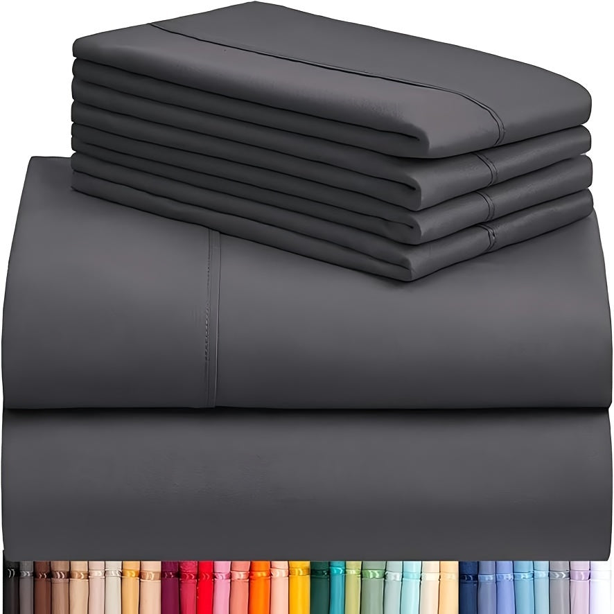 6 Piece Luxury Cooling Sheet Set with Fitted and Flat Sheets