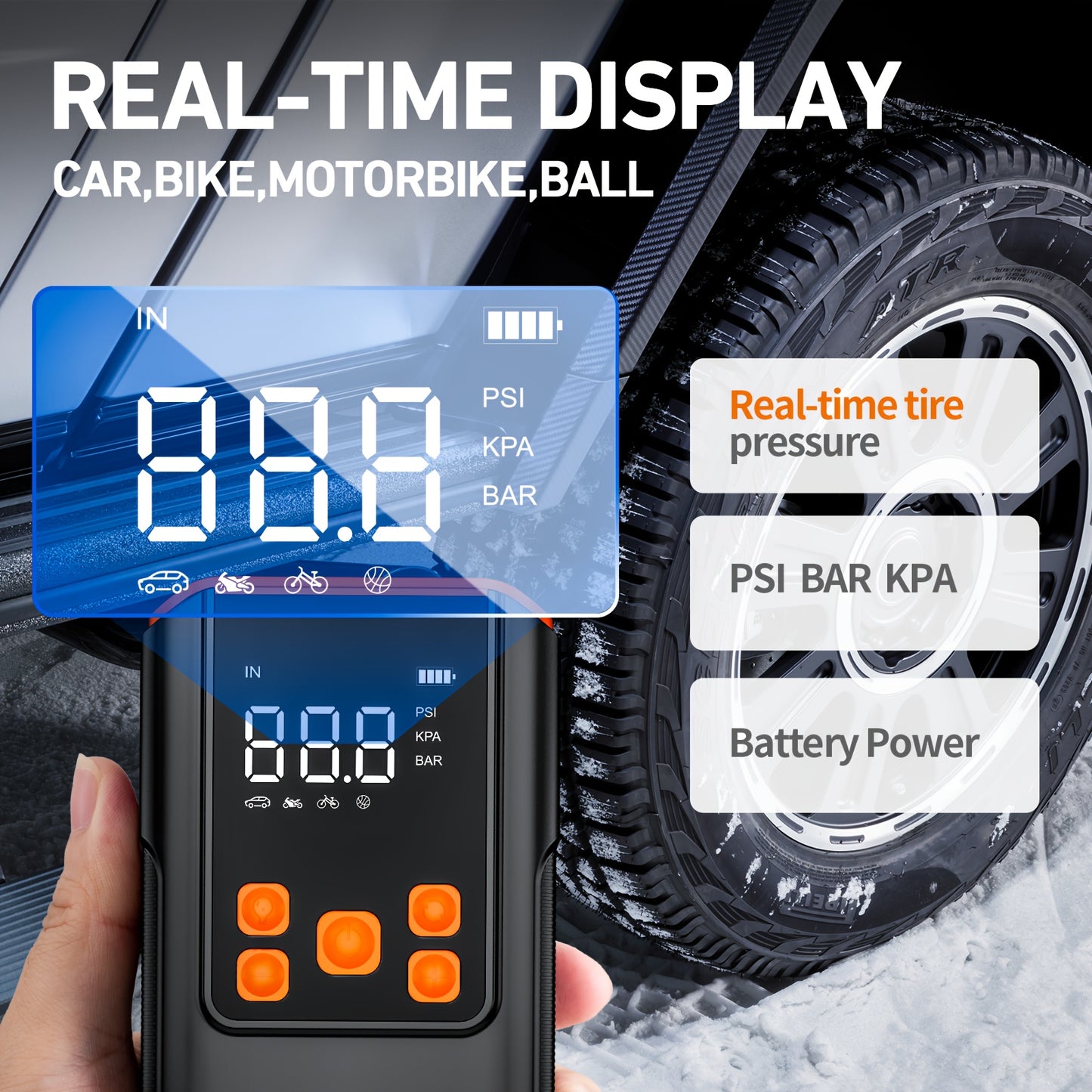 Portable Air Compressor - 150PSI Tire Inflator with Pressure Gauge