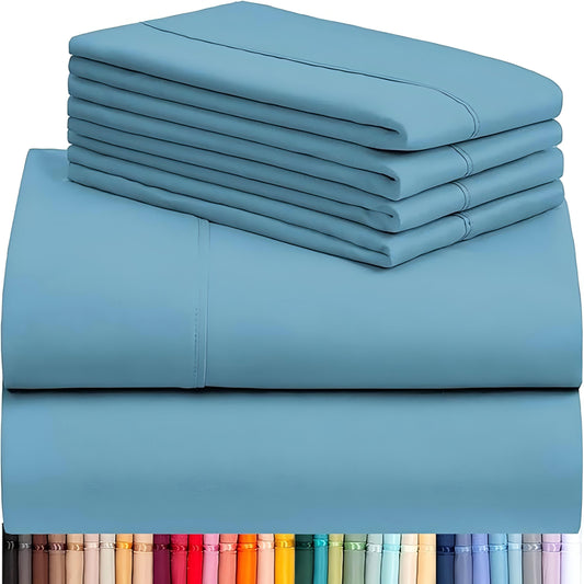 6 Piece Luxury Cooling Sheet Set with Fitted and Flat Sheets