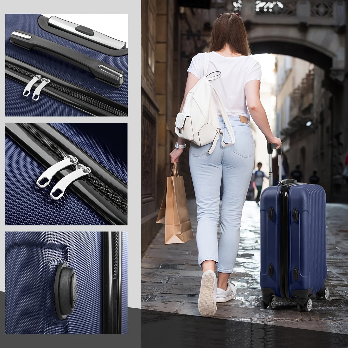 3In1 Set Includes 20-Inch, 24-Inch, 28-Inch Luggage with Scratch-Resistant MateriaL
