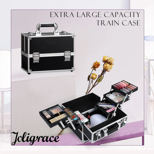 Professional Nail Suitcase Travel Portable Large Capacity Makeup Case with 6 Trays for Make-up Artists