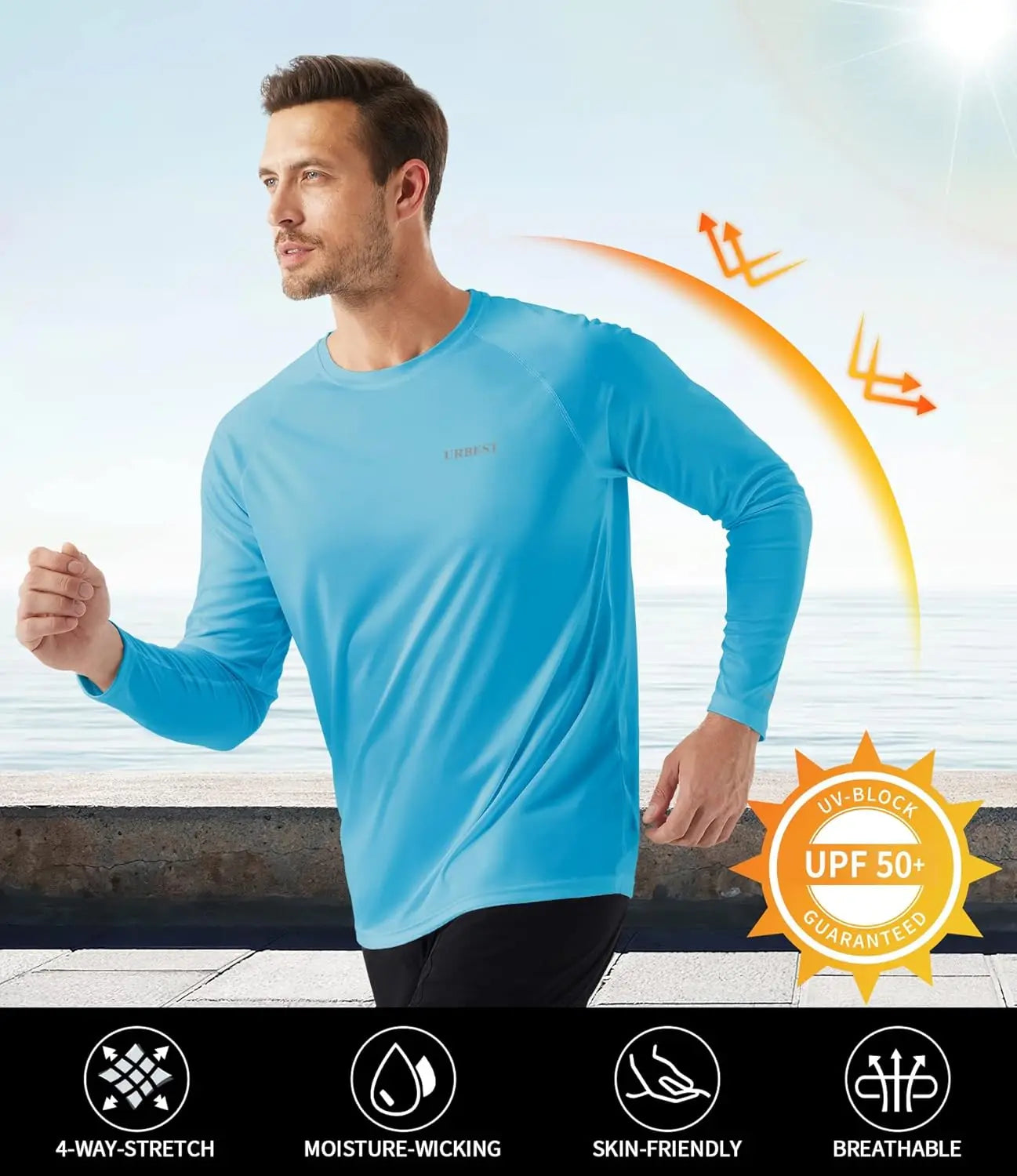 Men's Sun Protection Shirts UV SPF UPF 50+ Quick Dry Lightweight
