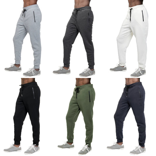 6 Pack Men’s Fleece Active Sweatpants for Men with Zipper Pocket and Drawstring