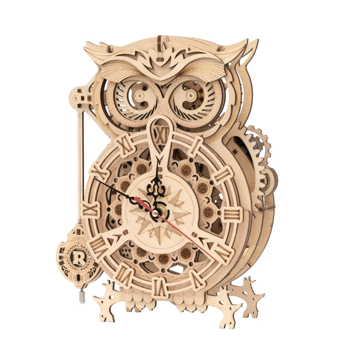 161pcs Creative DIY 3D Owl Clock Wooden Model