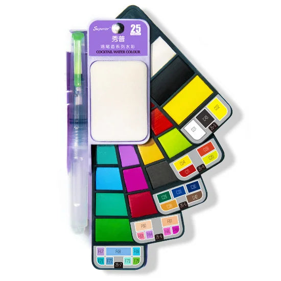 Superior 25 Color Solid Watercolor Paint Set