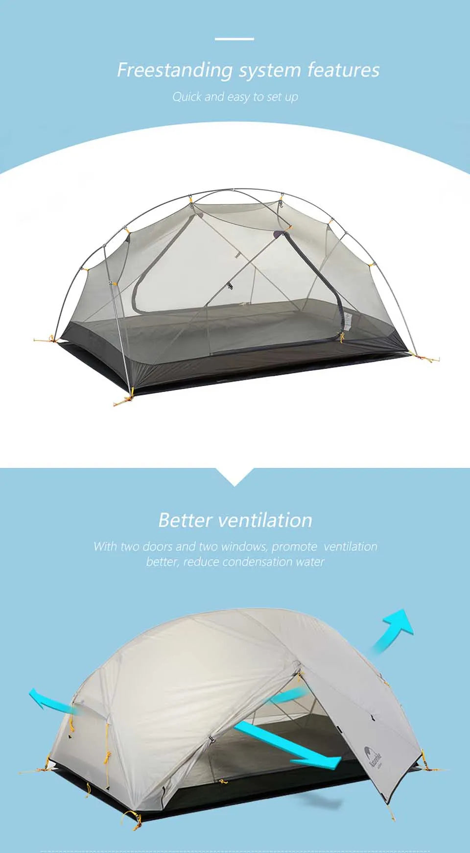 2 Tent 2 Person Backpacking Tent Waterproof