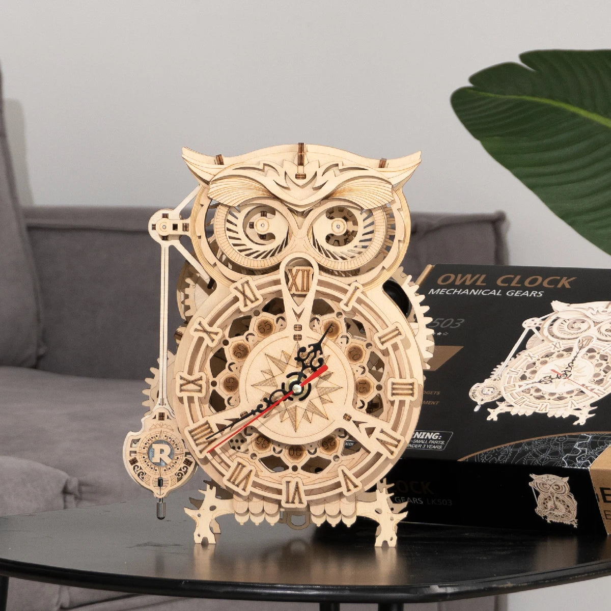 161pcs Creative DIY 3D Owl Clock Wooden Model