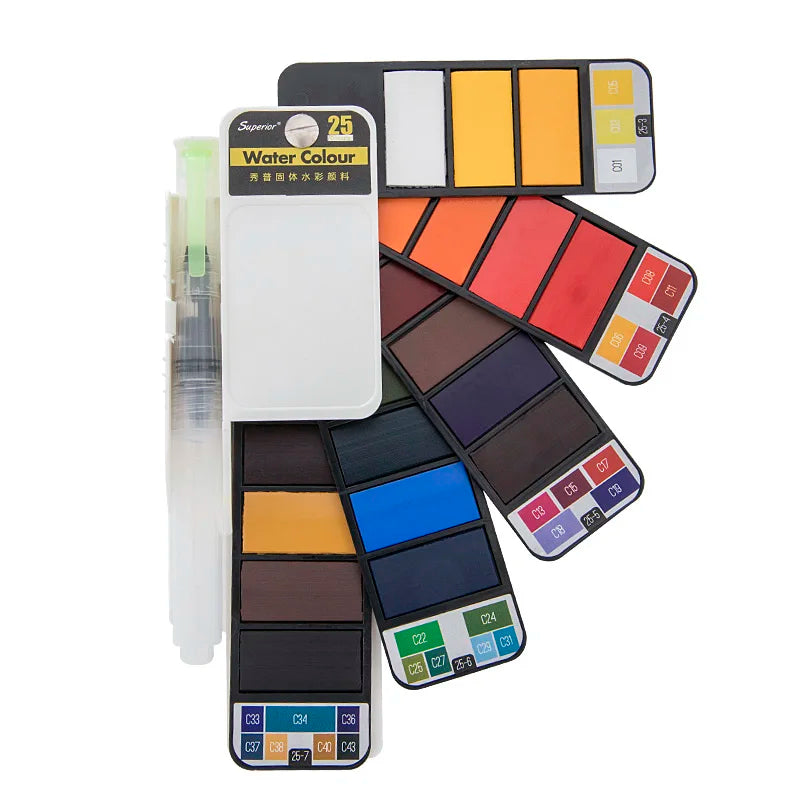 Superior 25 Color Solid Watercolor Paint Set