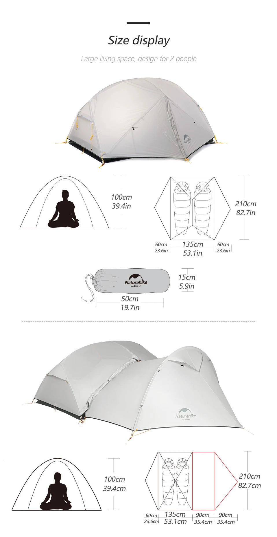 2 Tent 2 Person Backpacking Tent Waterproof