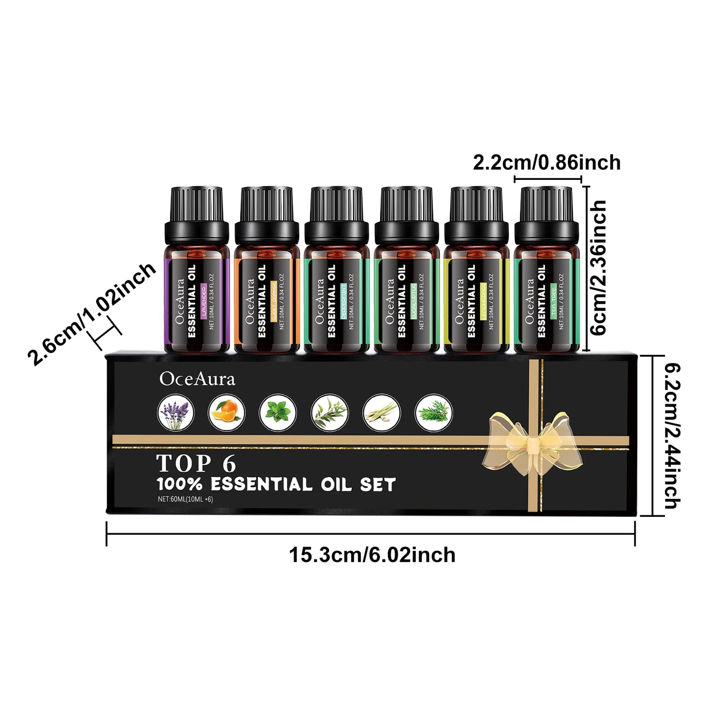 Plant Essential Oil Gift Box Set Relaxing Long-Lasting Fragrance for Massage and Skincare