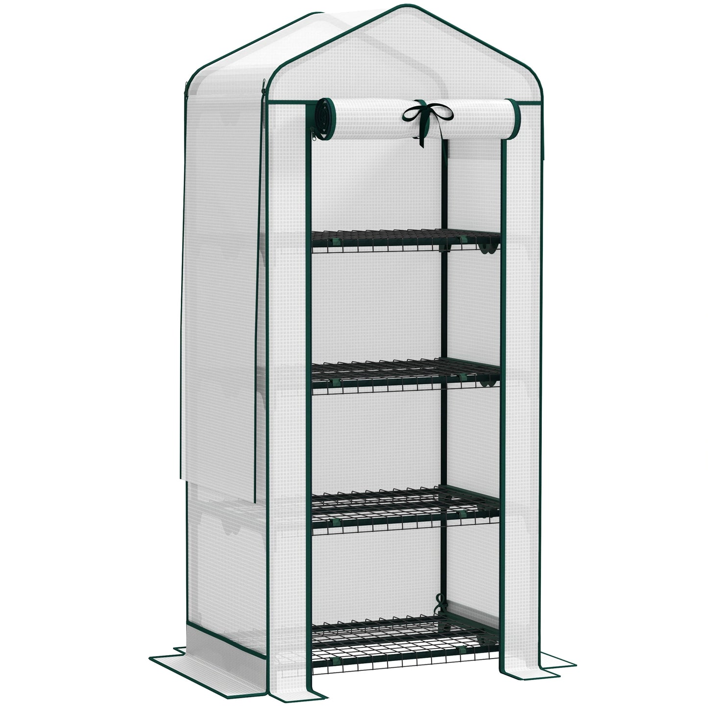 Outsunny 4 Tier Mini Greenhouse with Screen Roof Portable