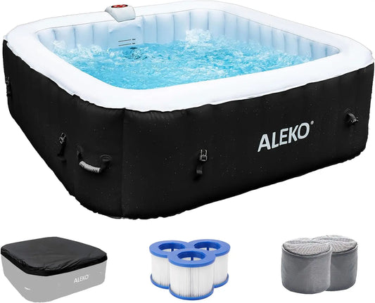 Inflatable Hot Tub Spa | Personal High Powered Jetted Bubble | 265 Gallon | Black