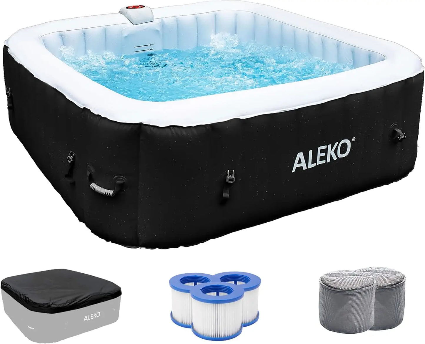 Inflatable Hot Tub Spa | Personal High Powered Jetted Bubble | 265 Gallon | Black