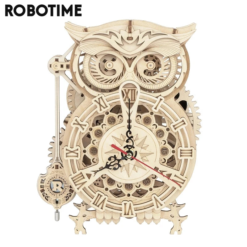 161pcs Creative DIY 3D Owl Clock Wooden Model