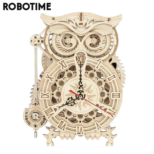 161pcs Creative DIY 3D Owl Clock Wooden Model