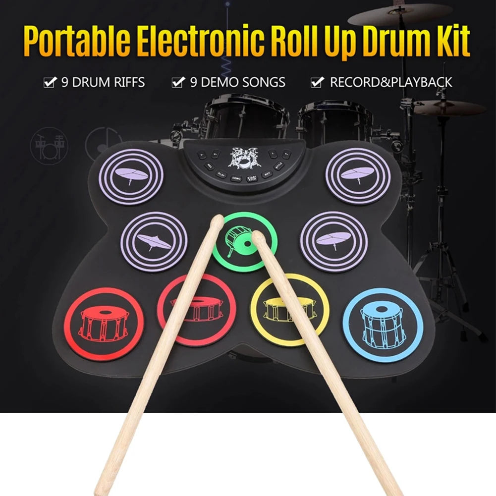 Folding Music Drums Hand Roll USB Electronic Silicon Drum Kit