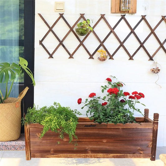 Wood Planter Box Outdoor Raised Planter Beds Large Patio Containers for Flowers Vegetables