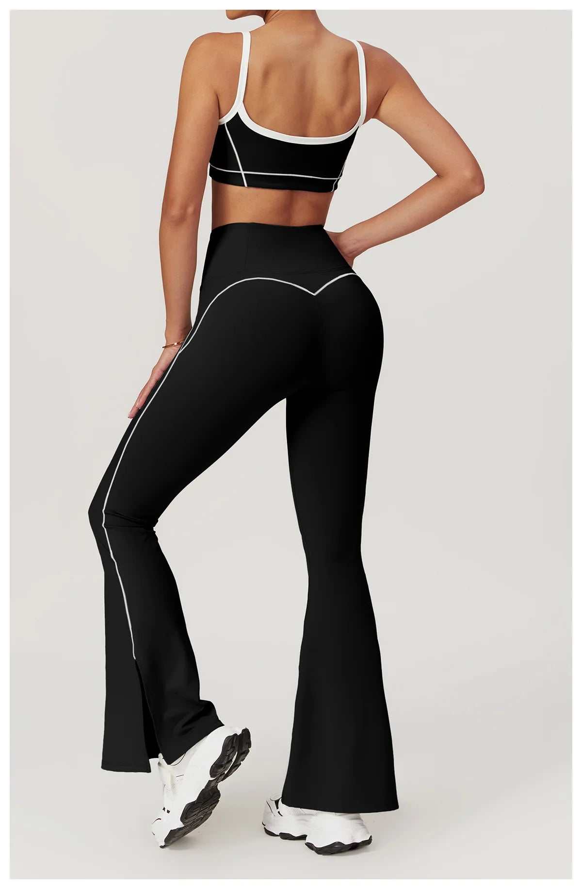 Yoga Set Women Sport Bra Gym Workout Legging High Waist Flare Pant