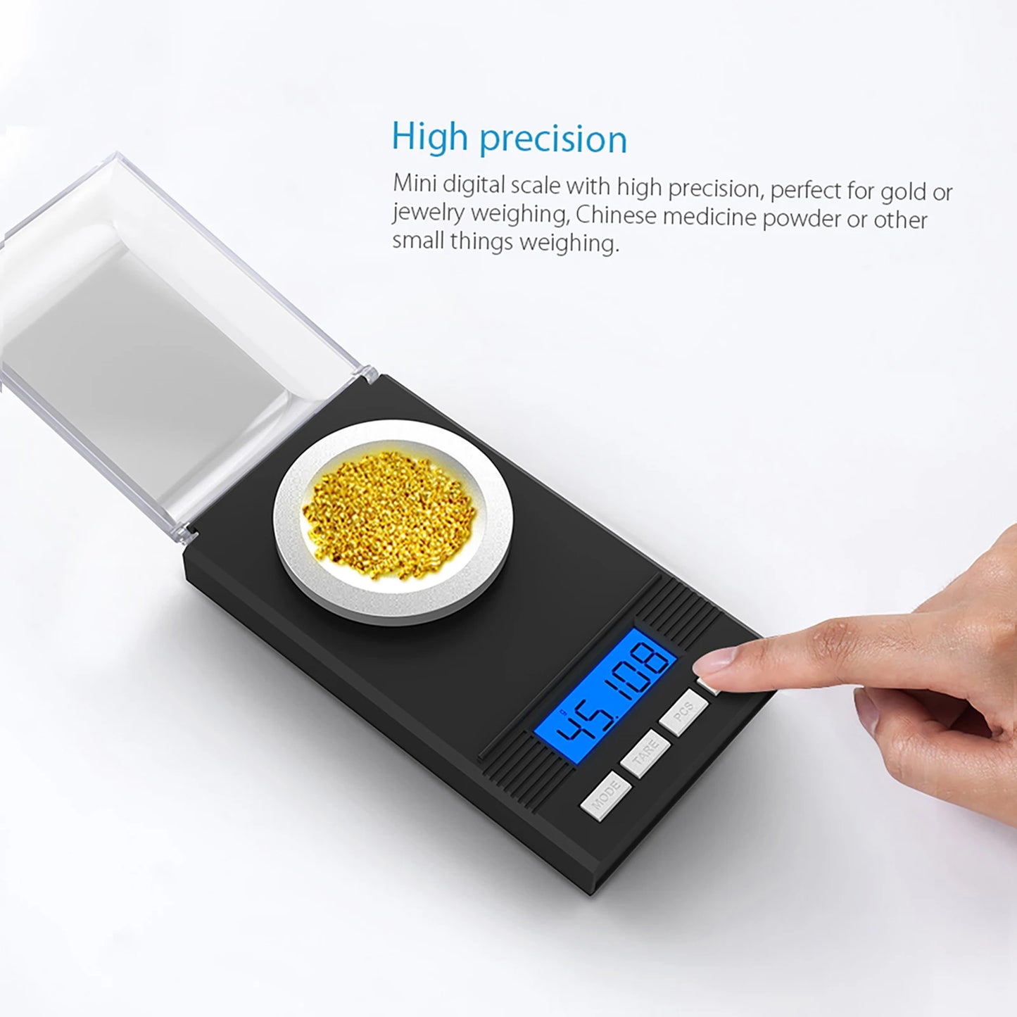 LCD Display Digital Milligram Pocket Scale Mini Jewelry Weigh Scales with Calibration Weights Tweezers Pans
