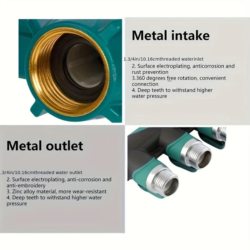 1Pcs Zinc Alloy 4-Way Water Pipe Joint Garden Hose 3/4'' rs