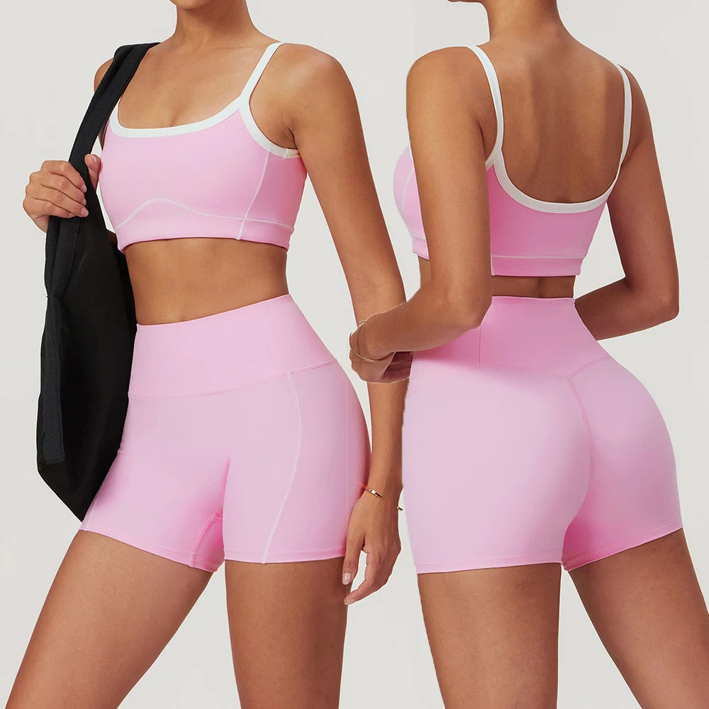 Yoga Set Women Sport Bra Gym Workout Legging High Waist Flare Pant