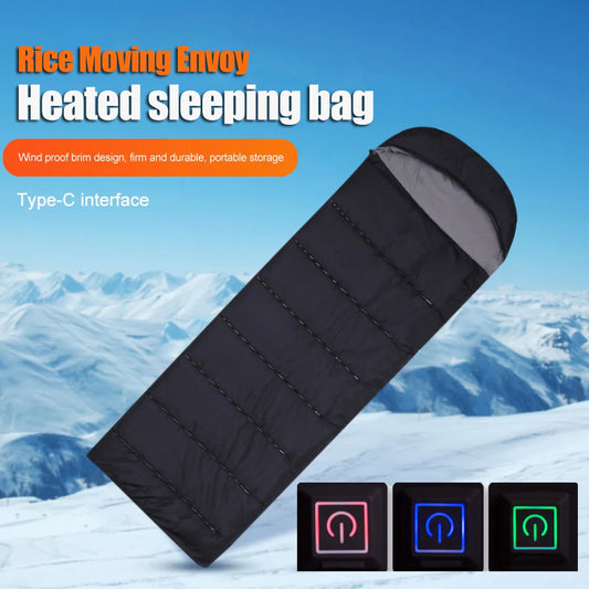 Winter Electric Heated Camping Sleeping Bag 3-Level Warm Pad