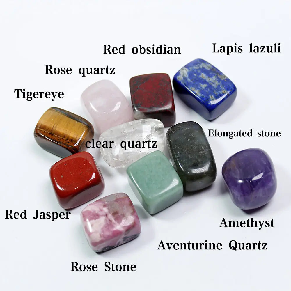 10Pcs Natural Chakra Healing Crystal Polished Tumbled Stone Set