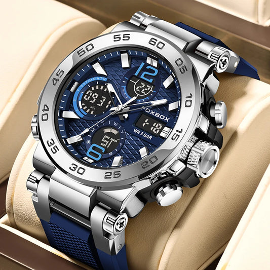 LIGE Fashion Military Watch For Men FOXBOX Luxury Quartz